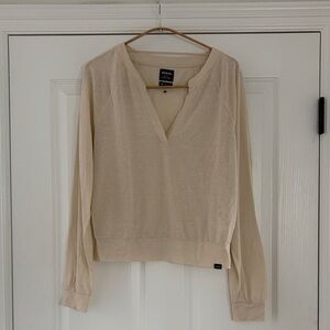 Prana Beige V-Neck Long Sleeve